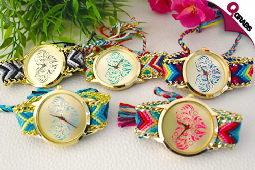 From QR25, Add Some Color to Your Day with Handmade Braided Bracelet Watches - Choose from 7 Fun Colors! (Up to QR120 Value)